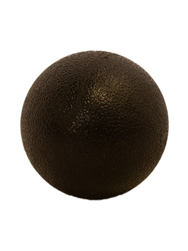 Black massage ball for muscle relaxation and deep tissue therapy.